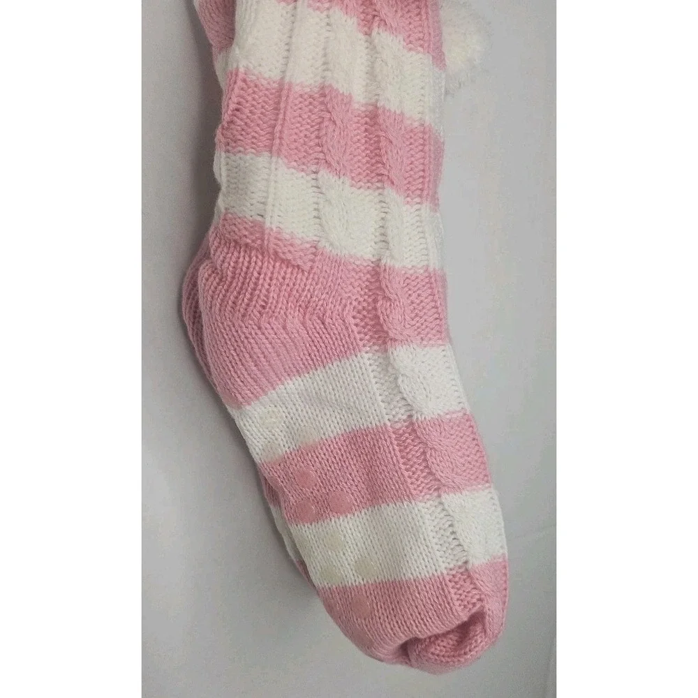 Joe Boxer 1 Pair‎ Womens Adult Junior Fuzzy Socks Pink /white NEW w/Tags Sz 4-10